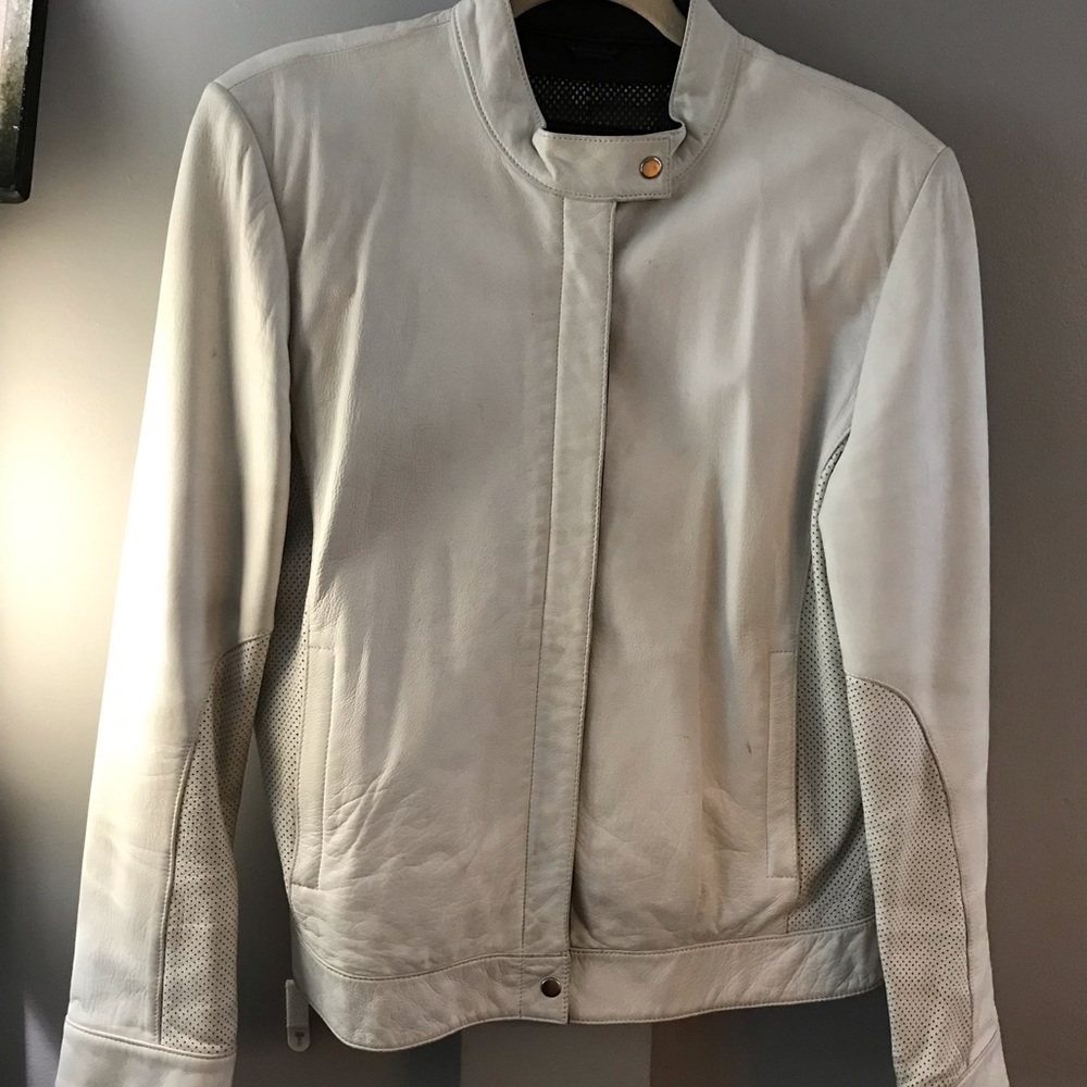 Venus Williams Collection White Leather Motorcycle Jacket XL